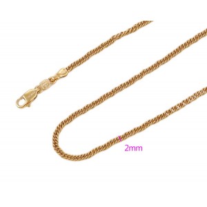 Klasiska pinuma ķēdīte ar zelta pārklājumu 14 karāti, garums 60 cm * 2,5mm